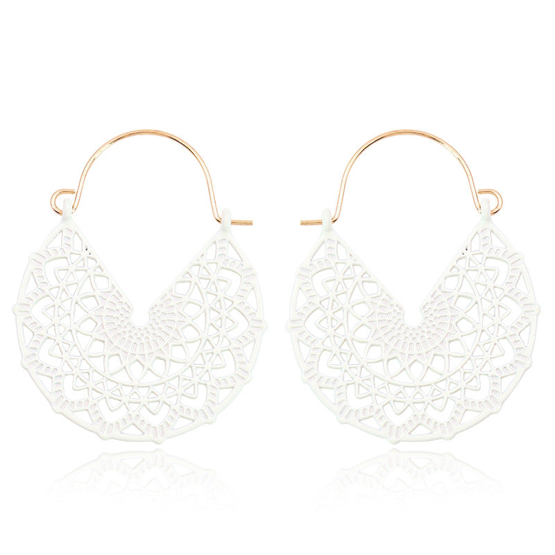 Floral Mandala Hippie earrings - White