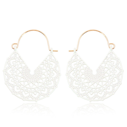 Floral Mandala Hippie earrings - White