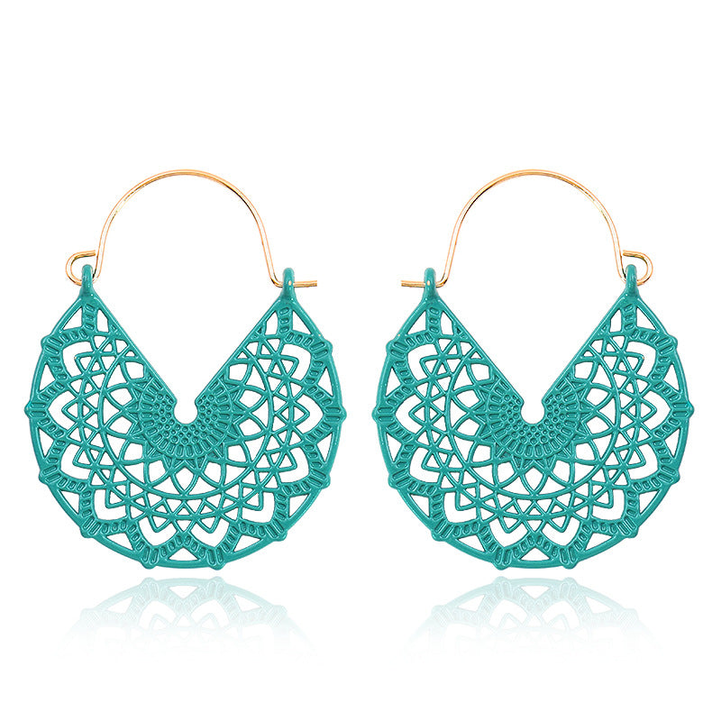 Floral Mandala Hippie earrings - Green