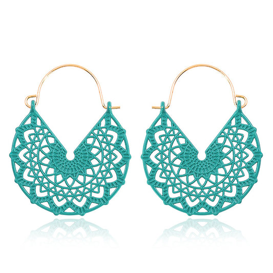 Floral Mandala Hippie earrings - Green