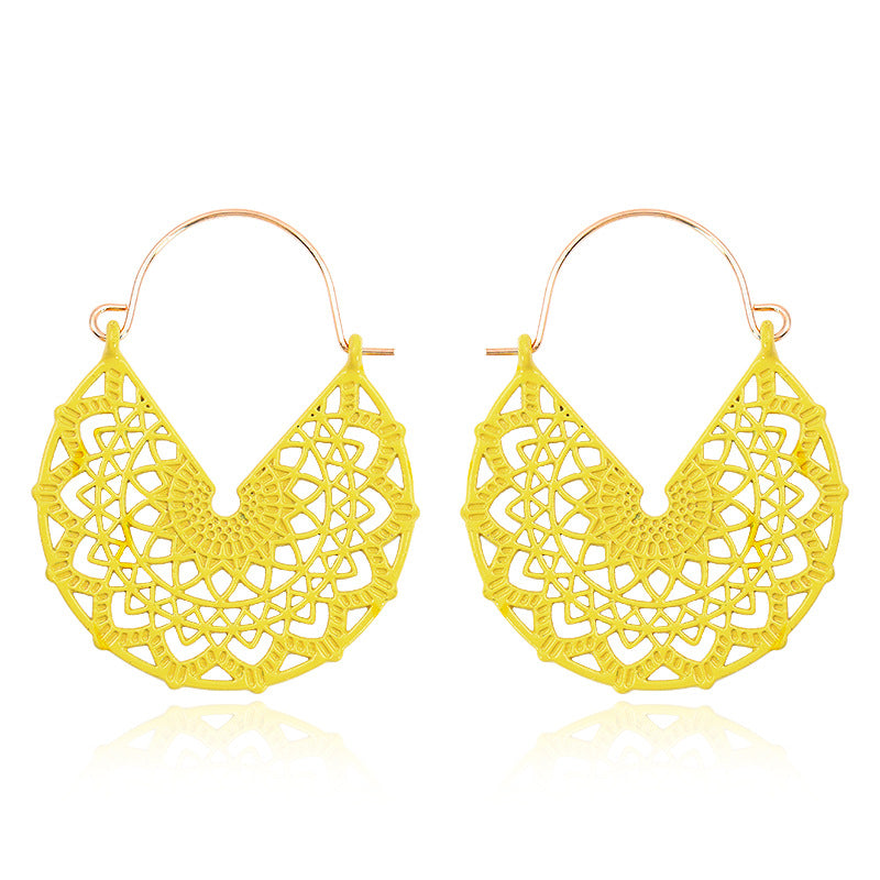 Floral Mandala Hippie earrings - Yellow