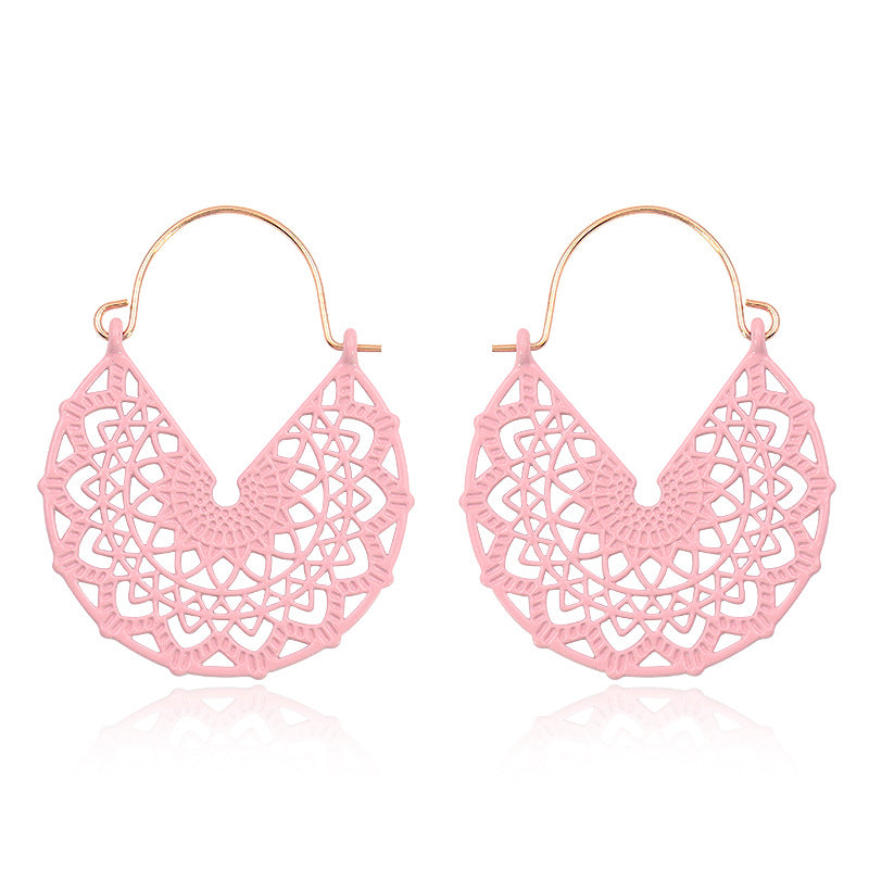 Floral Mandala Hippie earrings - Pink