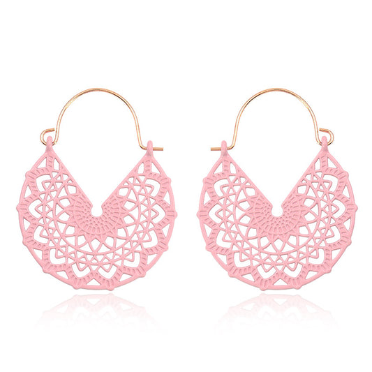 Floral Mandala Hippie earrings - Pink