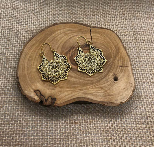 Boho Mandala Earrings- Gold