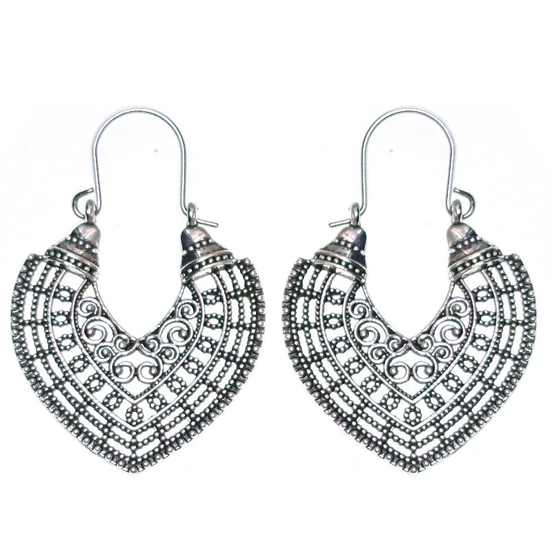 Mandala Teardrop Boho Earring - Sliver