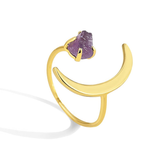 Adjustable Moon Amethyst Ring