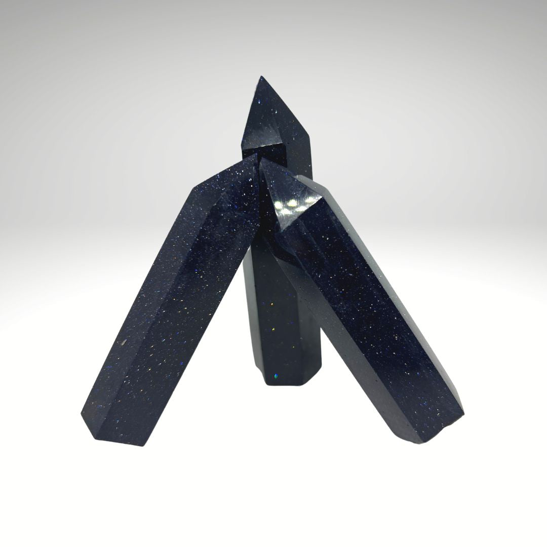 Blue Goldstone Obelisk Crystal Tower