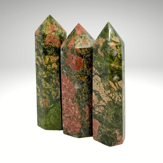Unakite Jasper Obelisk Crystal Tower