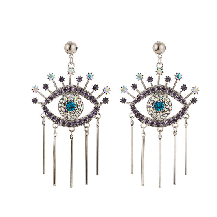 Glamours Evil Eye Silver Earrings
