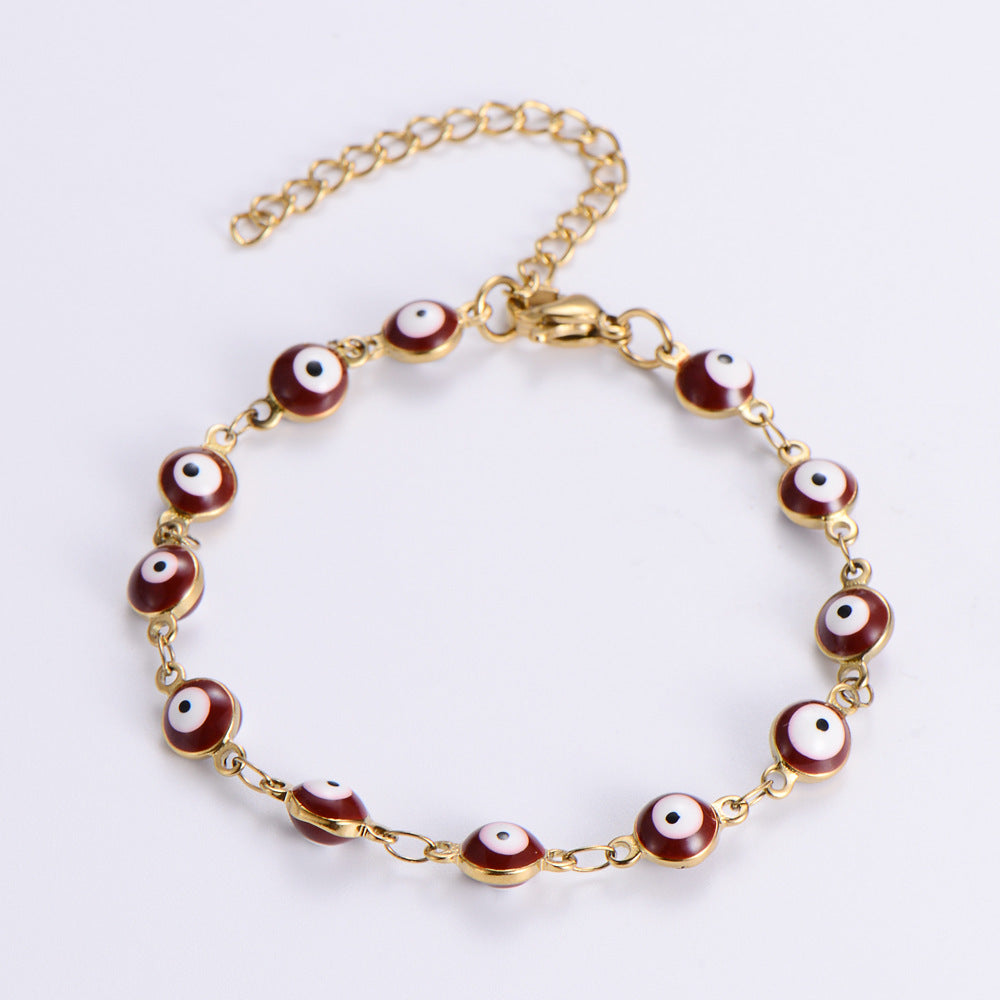 Alloy Evil Eye Bracelet - Maroon