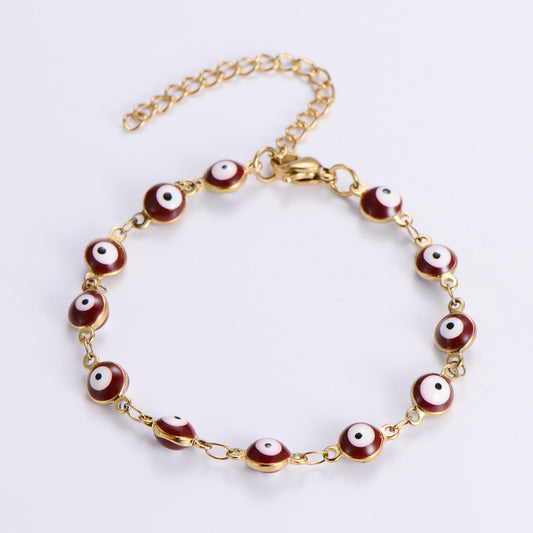 Alloy Evil Eye Bracelet - Maroon