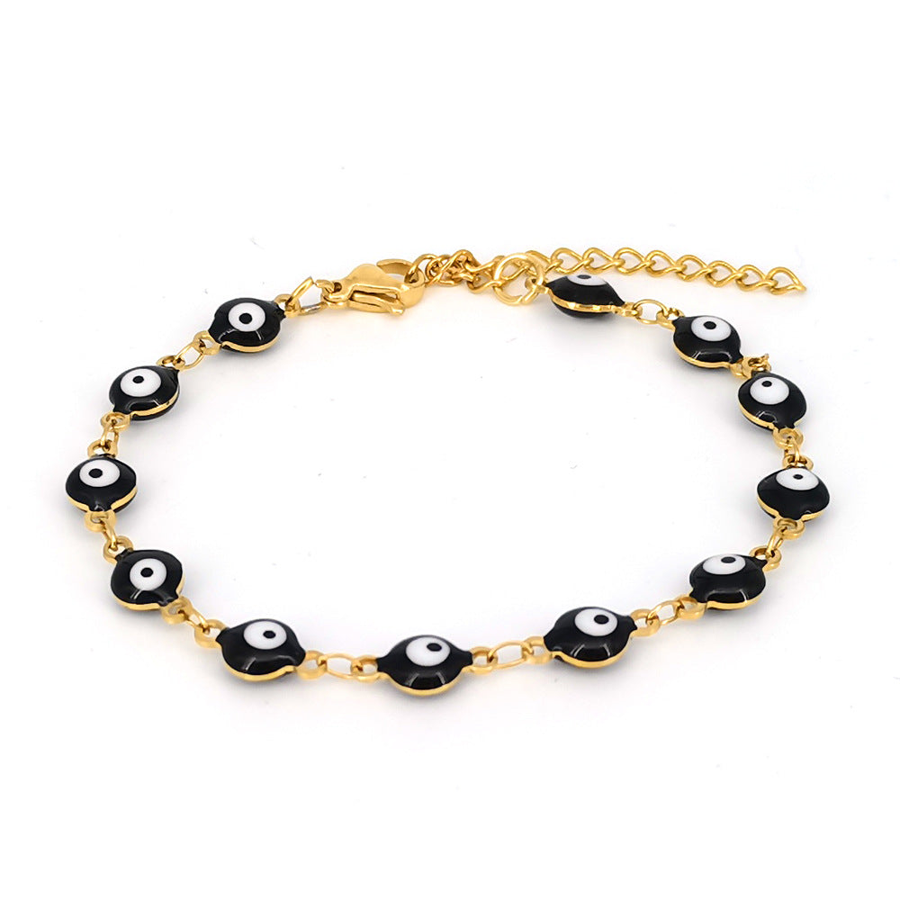 Alloy Evil Eye Bracelet - Black