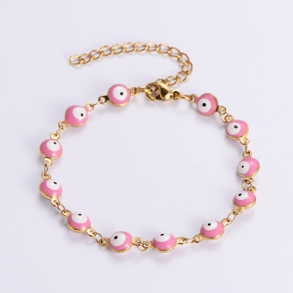 Alloy Evil Eye Bracelet - Pink