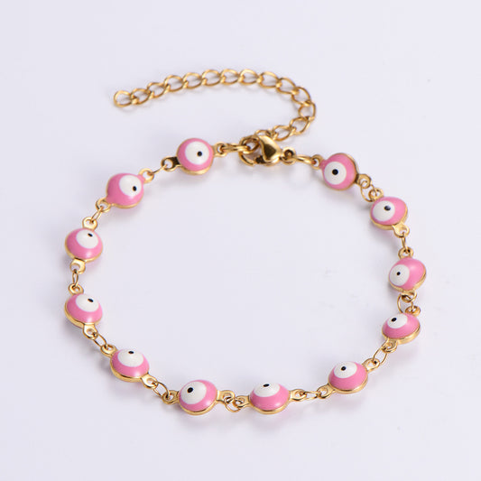 Alloy Evil Eye Bracelet - Pink