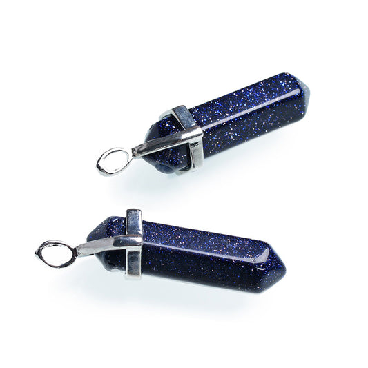 Hexagonal Prism Necklace-Blue Goldstone