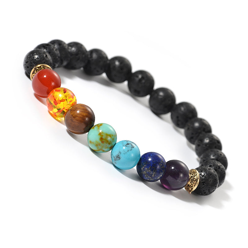 Seven Chakra Bracelet with Lava Beads – MADE Art Boutique