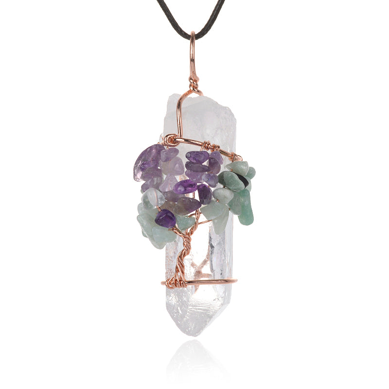 Crystal Hexagonal Prism and Tree of Life-Necklace