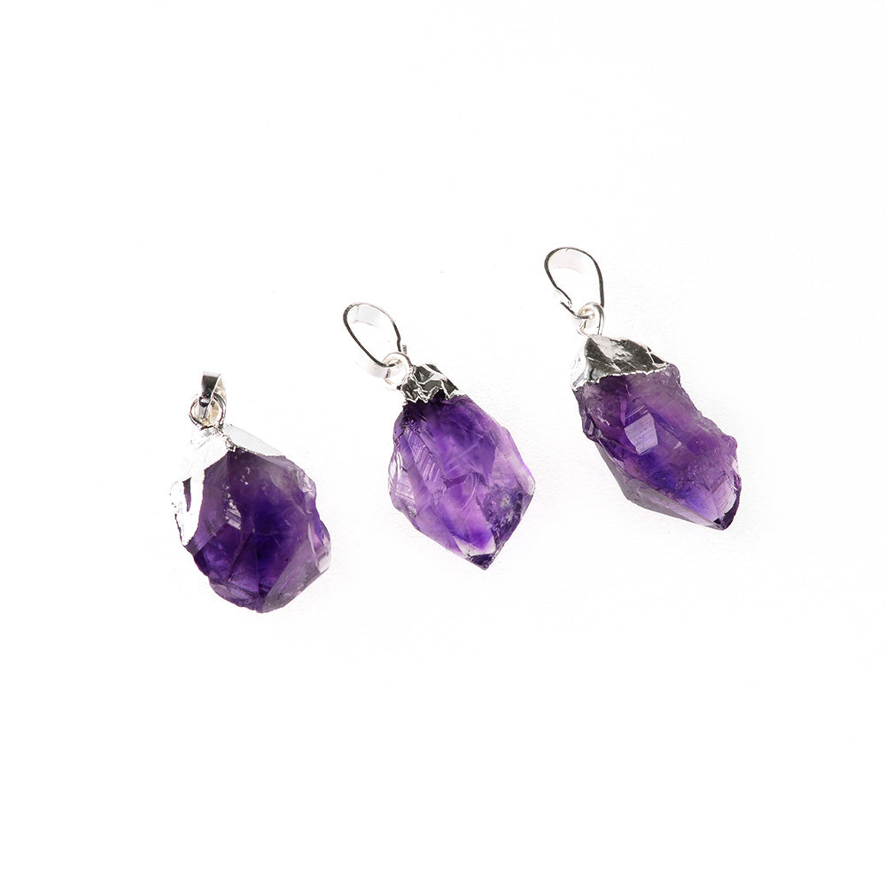 Amethyst Rough Nuggets Silver-Necklace