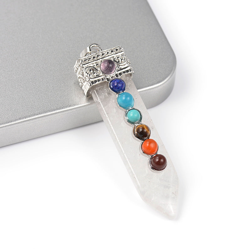 Chakra Flat Point Necklace- Crystal Quartz