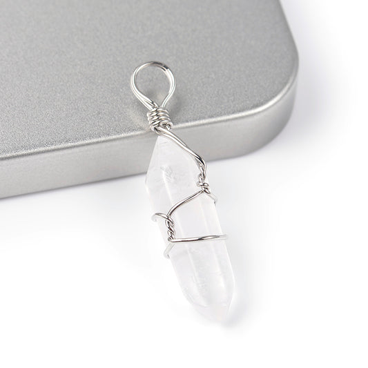Clear Quartz Point Wire Wrapped-Necklace