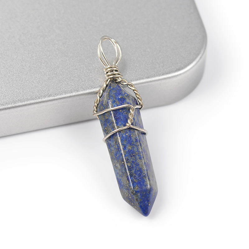 Lapis Lazuli Point Wire Wrapped-Necklace