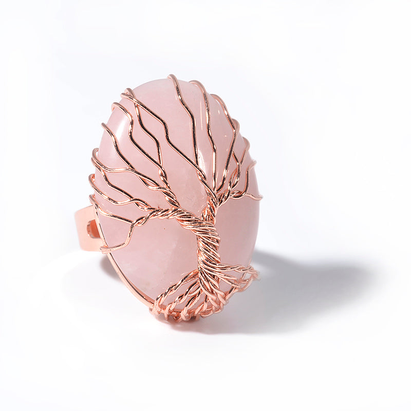 Tree of Life Ring - Rose Quartz