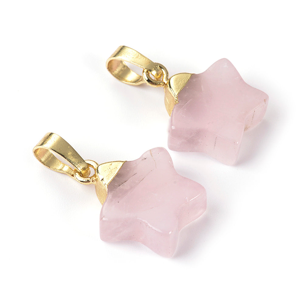 Rose Quartz Top Plated Star-Necklace