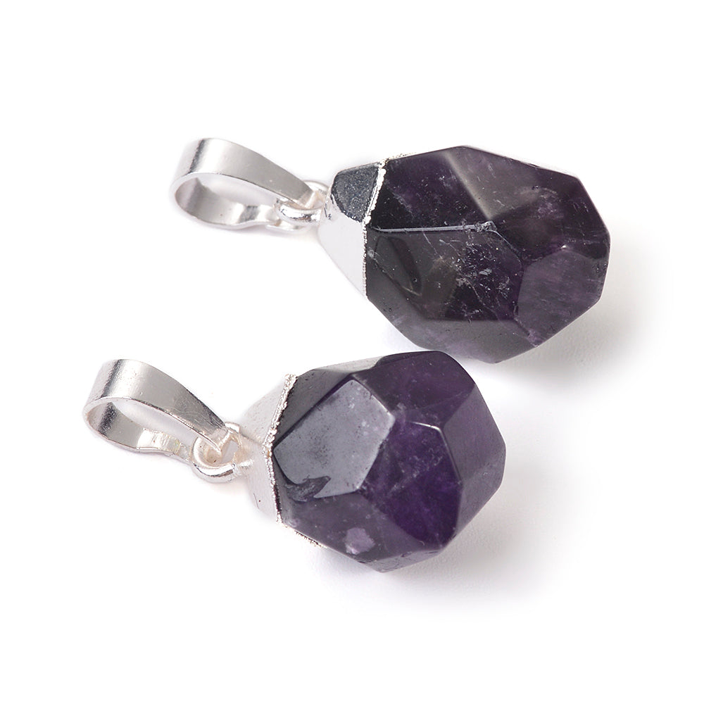 Amethyst Top Plated Faceted Nuggets Sliver-Necklace
