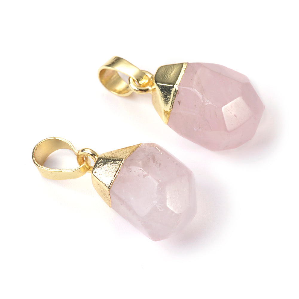 Rose Quartz Nuggets Gold-Necklace