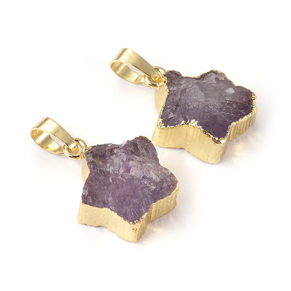 Amethyst Edge Rough Star-Neclace