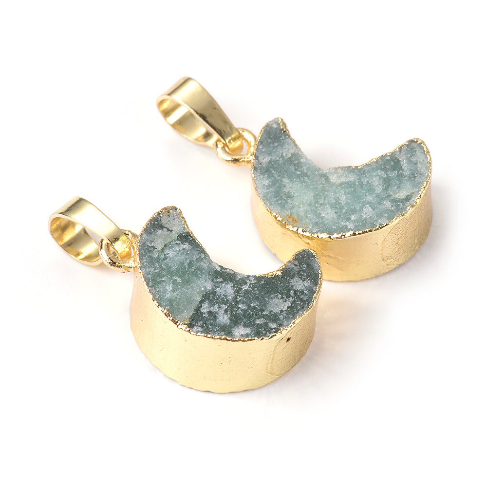 Green Fluorite Rough Moon-Necklace