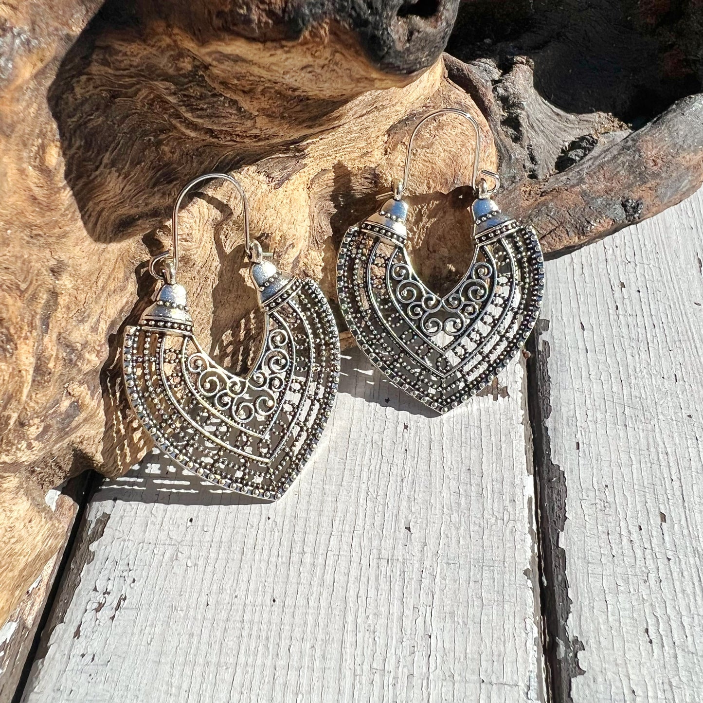 Mandala Teardrop Boho Earring - Sliver