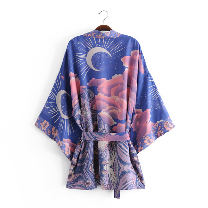 Blue Bohemian Moon Kimono