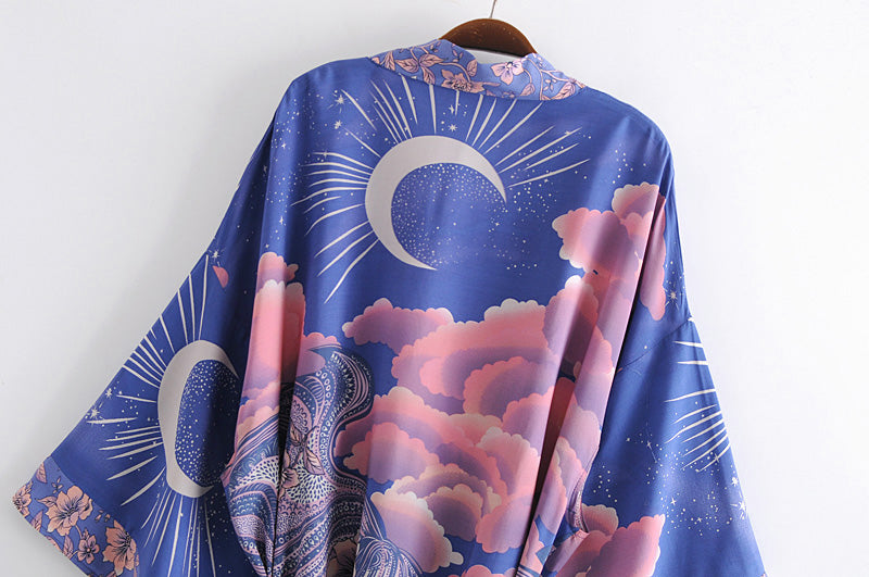 Blue Bohemian Moon Kimono