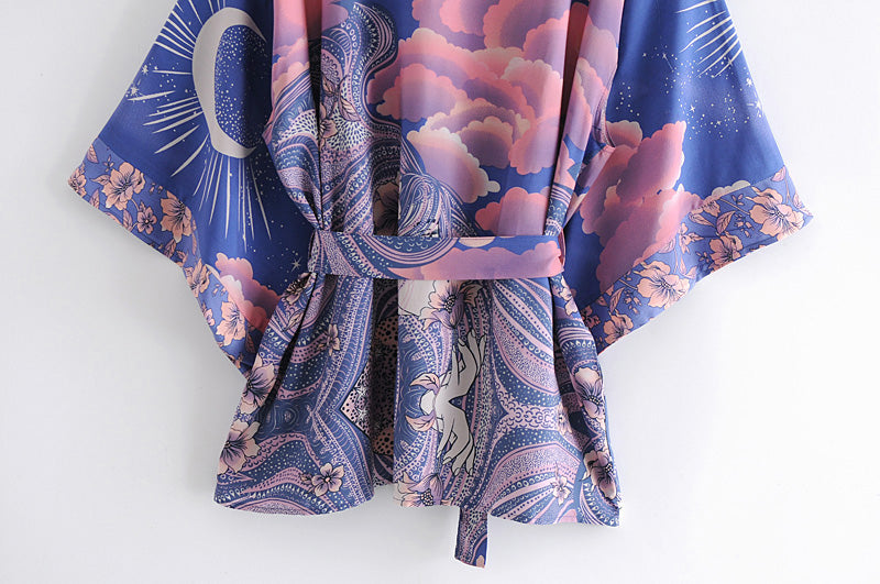 Blue Bohemian Moon Kimono
