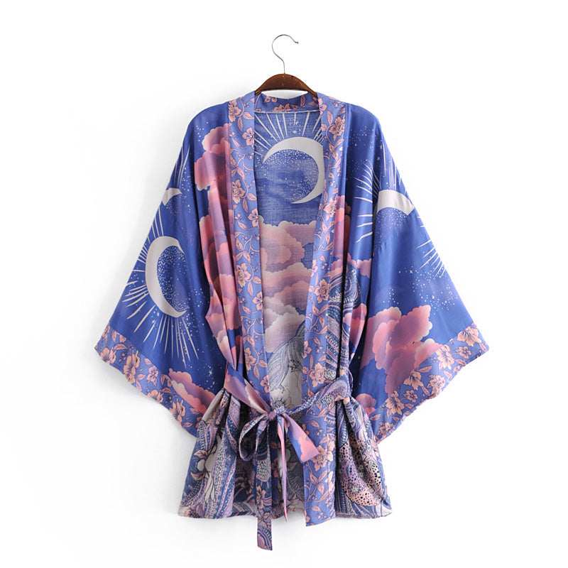 Blue Bohemian Moon Kimono