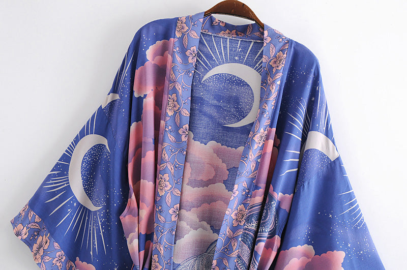 Blue Bohemian Moon Kimono