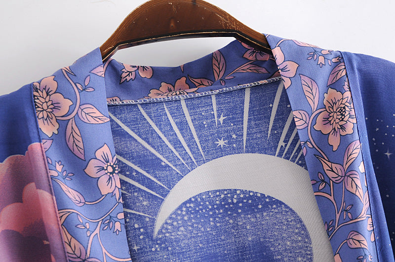 Blue Bohemian Moon Kimono