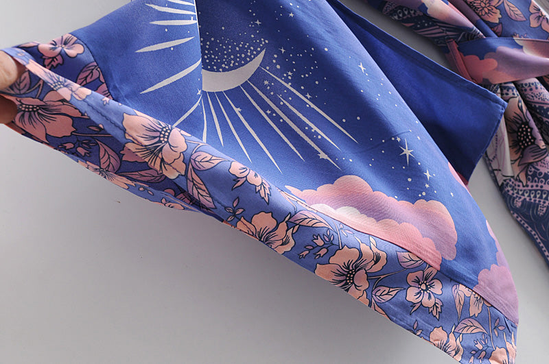 Blue Bohemian Moon Kimono
