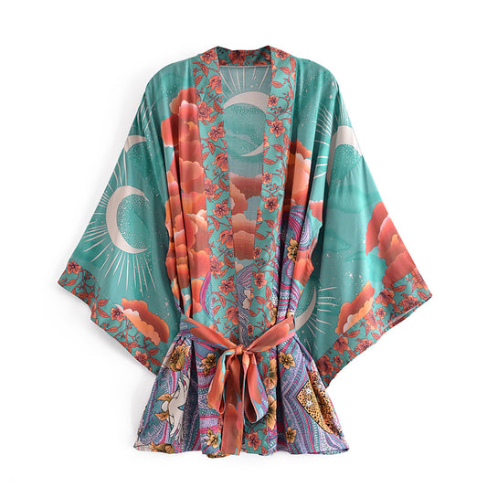 Green Bohemian Moon Kimono