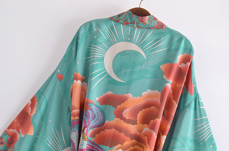Green Bohemian Moon Kimono