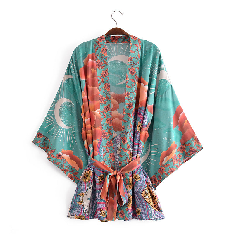 Green Bohemian Moon Kimono