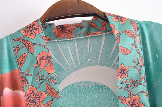 Green Bohemian Moon Kimono