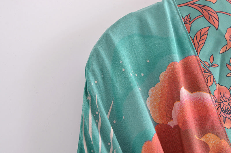 Green Bohemian Moon Kimono