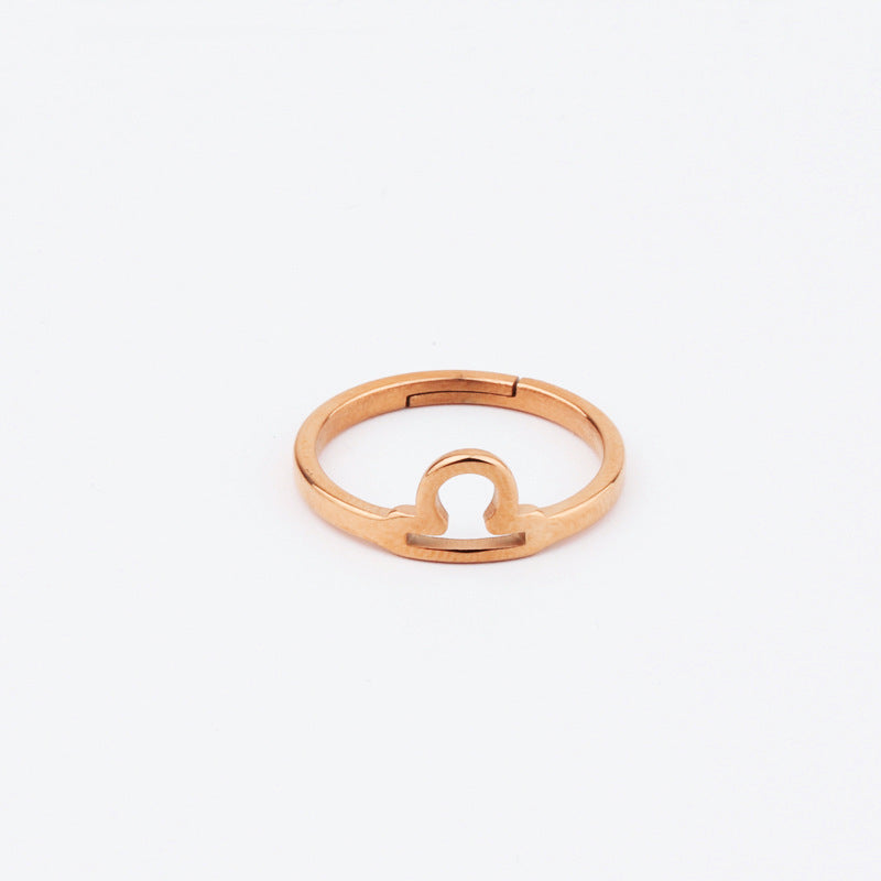 Libra Rose Gold Zodiac Ring
