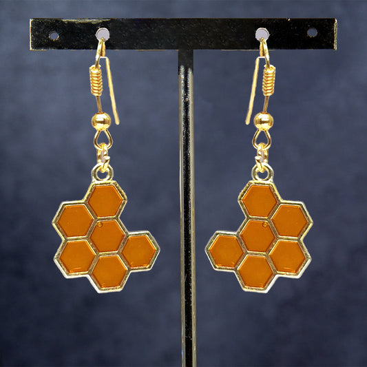 Cute Gold Honeycomb Earrings