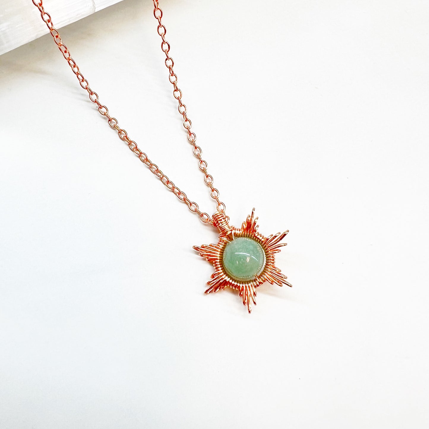 Gemstone Wire Sun Necklace