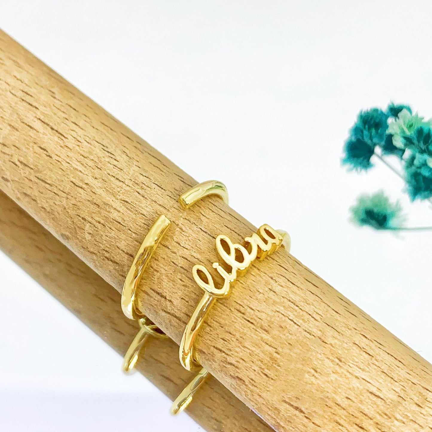 Libra Zodiac Sign Adjustable Gold Ring