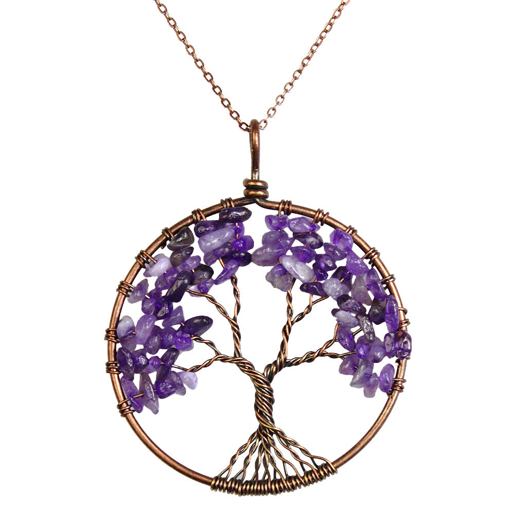 Copper Tree of Life Necklace - Amethyst