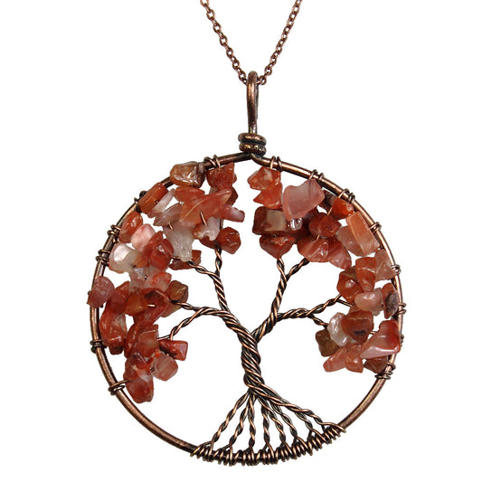 Copper Tree of Life Necklace - Carnelian